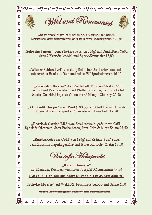 Speisenkarte Seite 2 Waldeslust 11.02.2026